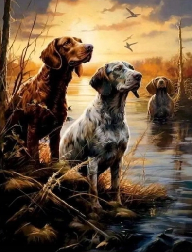 Gleznošana pēc skaitļiem Suņi purvā 40 × 50 cm NORIMPEX