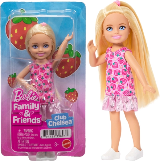 Barbie Club Chelsea blondīne zemeņu kleitā 14 cm