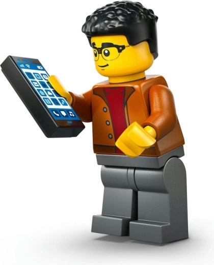 Vadītāja minifigūra ar viedtālruni