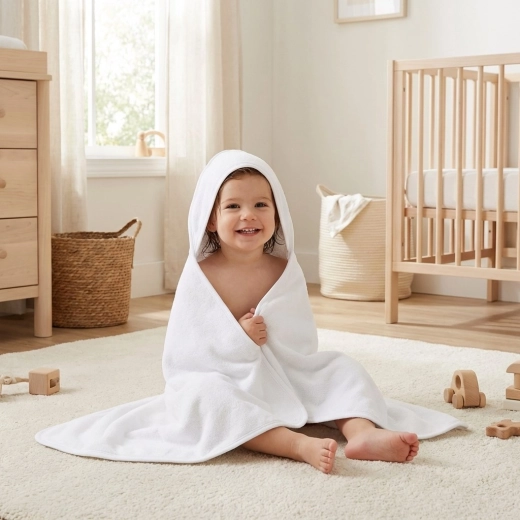 NEW BABY terry children’s hooded towel 100 × 100 cm white