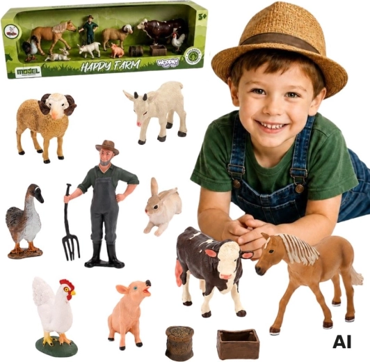 Woopie Large Farm Figurine Set with Animals, Farmer and Accessories 3+