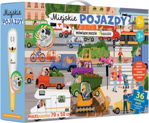 Kakadu runājošā puzle Pilsētas transportlīdzekļi