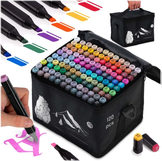 Nukido alcohol markers with case, 120 pcs