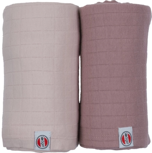Lodger Swaddler Solid kokvilnas autiņi ietīšanai Powder/Rose 110 × 110 cm (2 gab.)