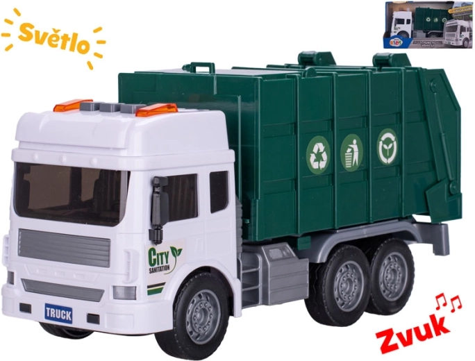 Atkritumu savākšanas auto ar gaismu un skaņu uz inerces piedziņu 28 cm
