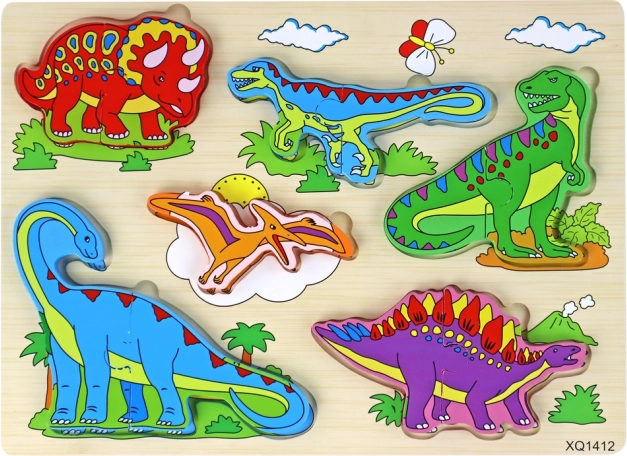 Koka 3D puzle bērniem – loģiskā spēle “Dinozauri”