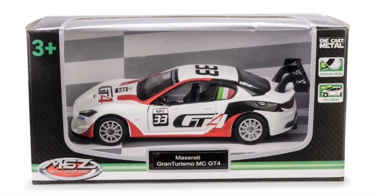 Maserati GranTurismo MC GT4 1:43 car model with pull-back drive