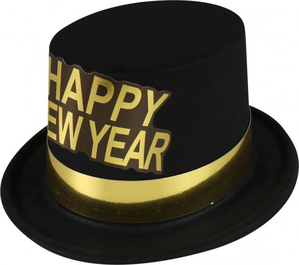 Black New Year’s hat with gold trim Happy New Year