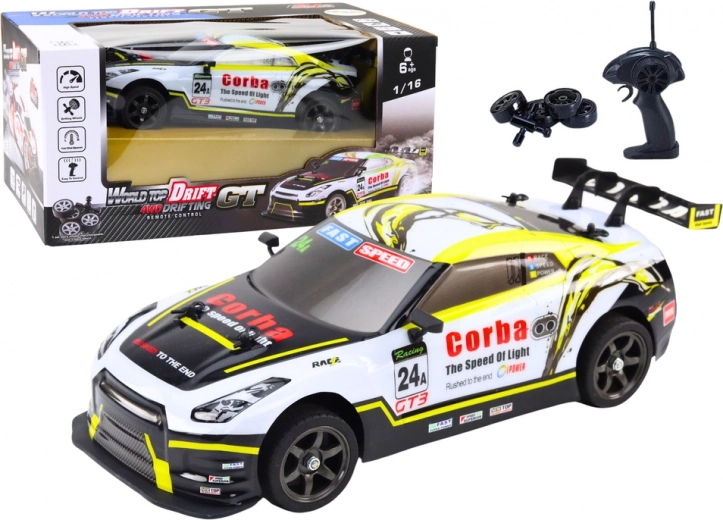 RC driftēšanas sporta auto 1:16 ar nomaināmiem riteņiem