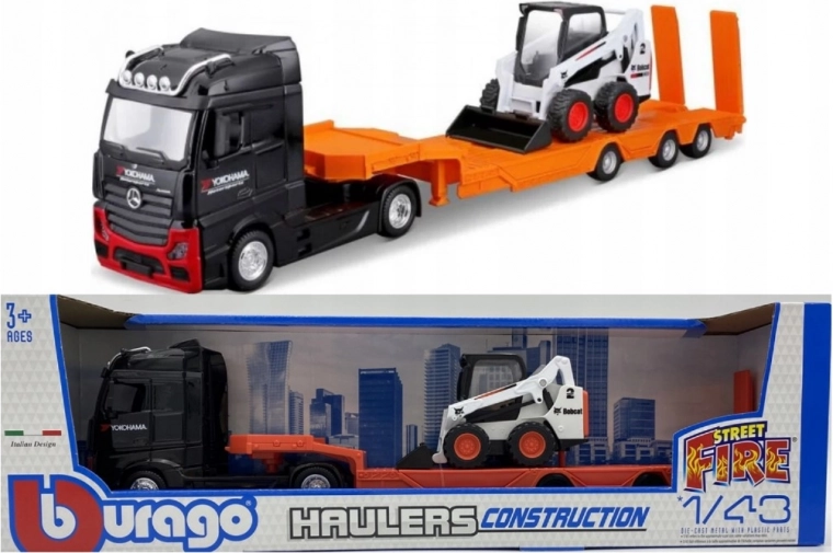 Metāla kravas auto MB Actros Gigaspace ar iekrāvēju Bobcat 1:43