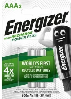 Energizer Power Plus AAA 700 mAh Rechargeable Batteries - 2 pcs