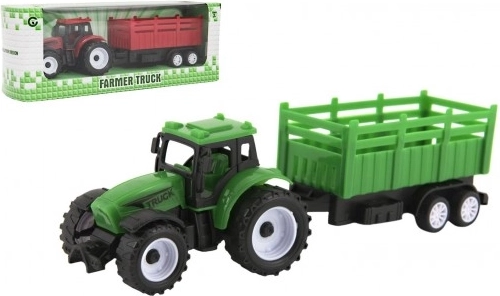 Plastmasas traktors ar piekabi 21 cm ar brīvgaitu, 2 krāsas
