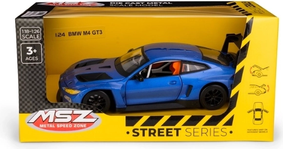 MSZ BMW M4 GT3 blue metal car model 1:24