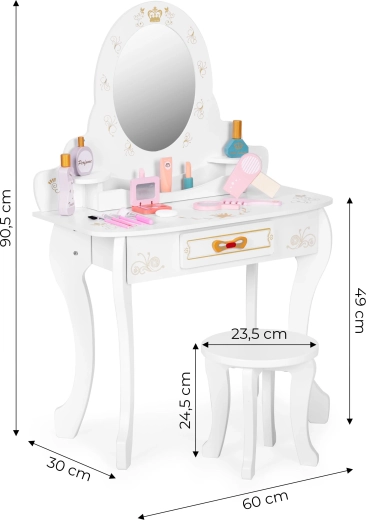 Ietilpīga atvilktne un ērts krēsliņš