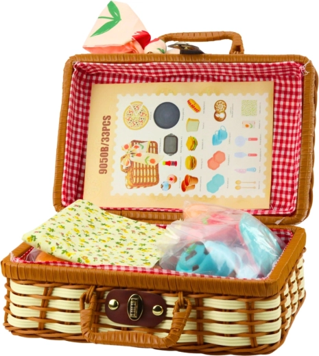 Woven basket with lining and handle