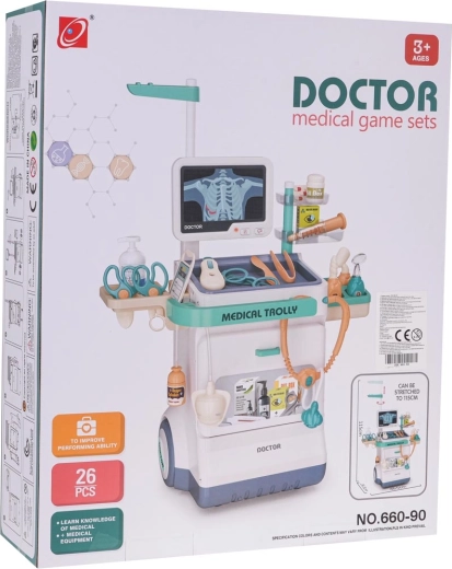 Children's Medical Trolley with ECG and Accessories, Blue