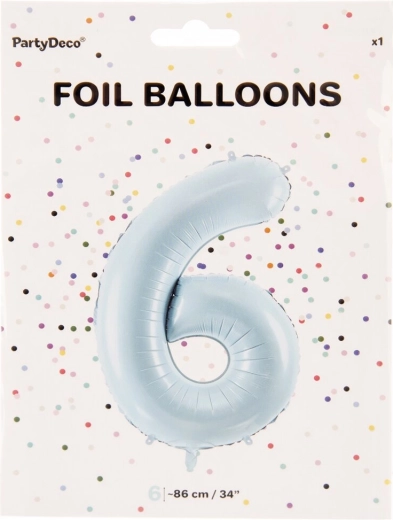 Folijas balons cipars 6, zils, 86 cm