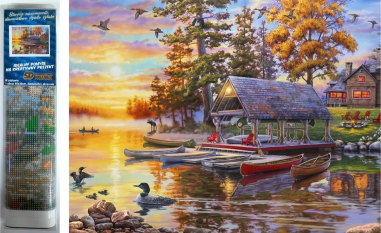 Dimanta gleznošana Laivu novietne 30 × 40 cm