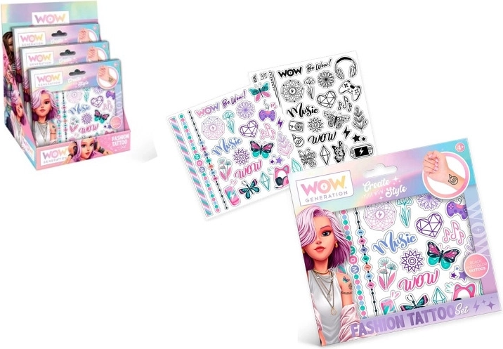 WOW Set of 50 Temporary Tattoos