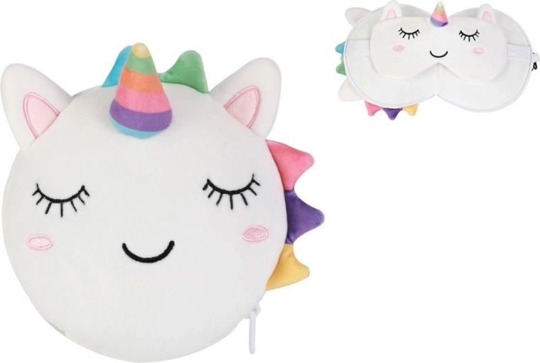 Travel pillow with unicorn mask