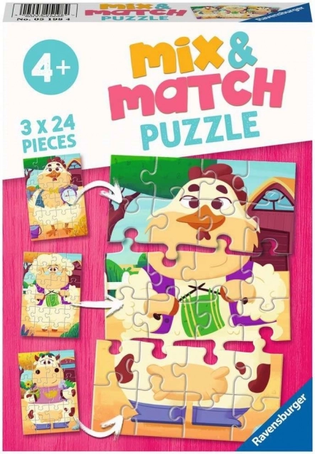 Ravensburger puzle Mix & Match: mani draugi no fermas 3×24 gabaliņi