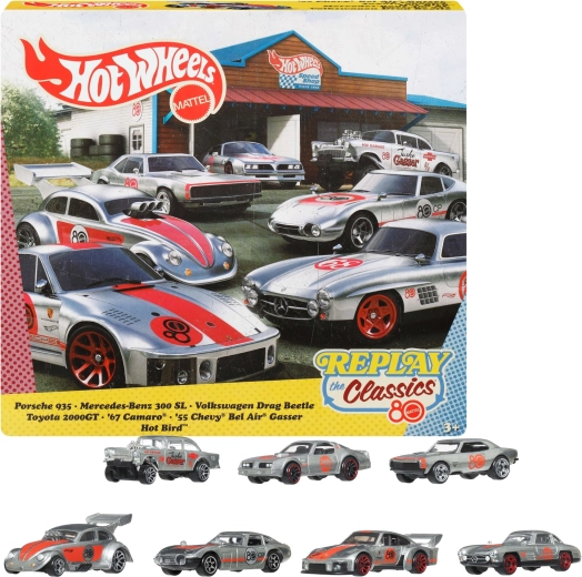 Hot Wheels Replay the Classic – 7 metāla automašīnu komplekts Silver Series