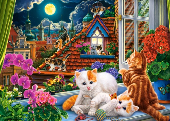 Puzle 180 gabali Kittens on the Roof