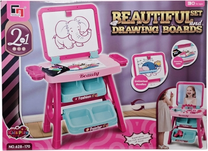 Children's 2-in-1 vanity table with drawing board