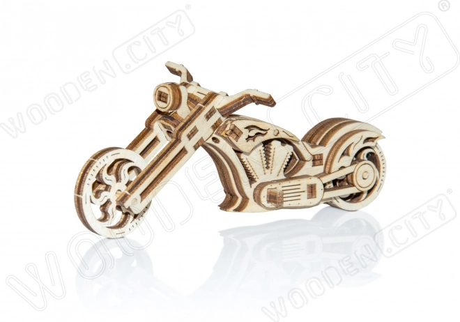 Koka 3D puzle motocikls CHOPPER – mini modelis, 22 detaļas