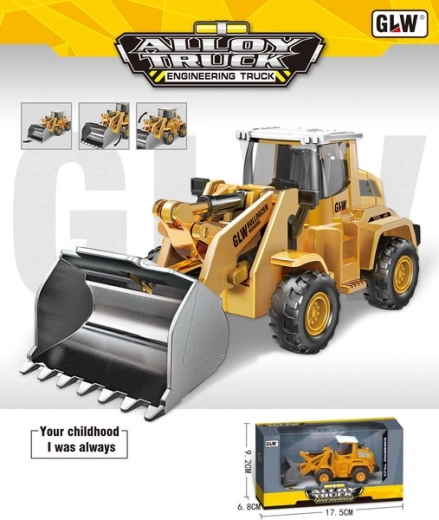 Kids’ bulldozer with metal bucket, rubber tires and flywheel 3+