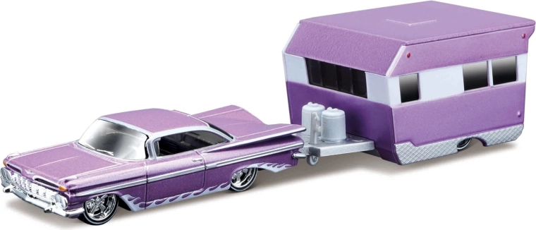 Maisto Design Tow & Go 1959. gada Chevrolet Impala ar dzīvojamo piekabi Alameda 1:64