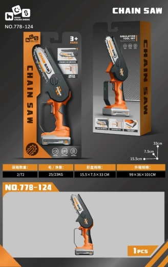 Children's Toy Chainsaw, Orange and Black