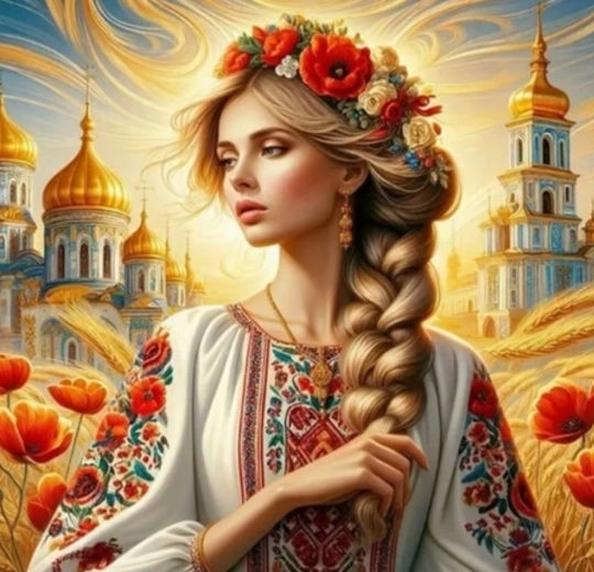 Dimanta gleznošana – slāvu sieviete no Ukrainas 30 × 40 cm