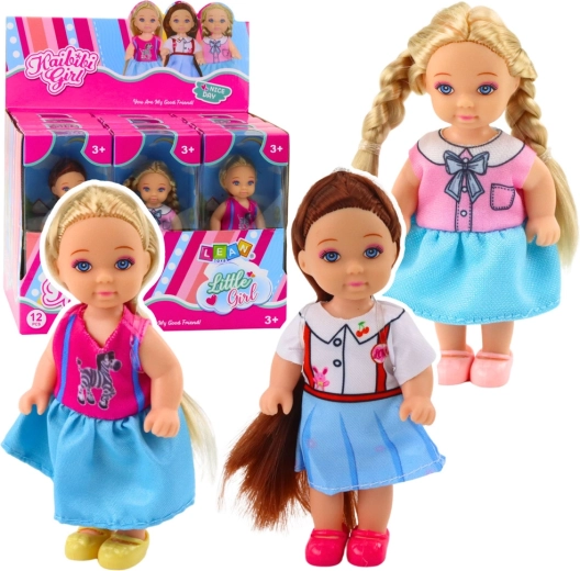 Mini lelle KAIBIBI ar gariem matiem, krāsaina kleita, 12 cm