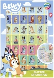Mirdzošas uzlīmes Bluey – burtnīca ar 8 loksnēm