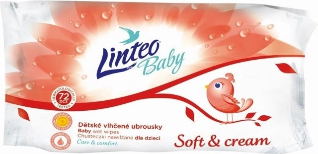 Bērnu mitrās salvetes Linteo Baby Soft and cream 72 gab.