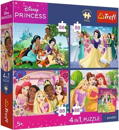 Trefl Disney Princess 4v1 puzle Romantiskās princeses 4×88 detaļas