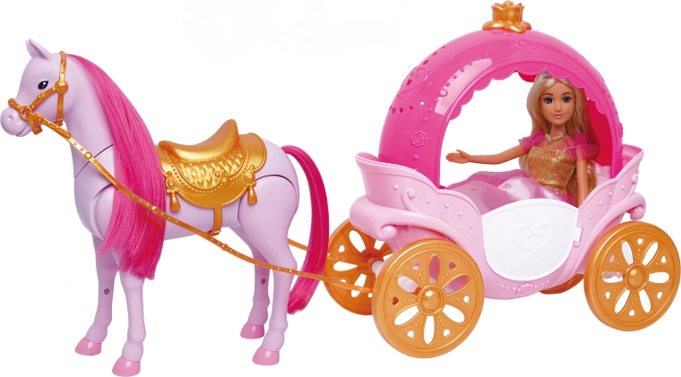 Doll with Carriage and Horse 30 cm