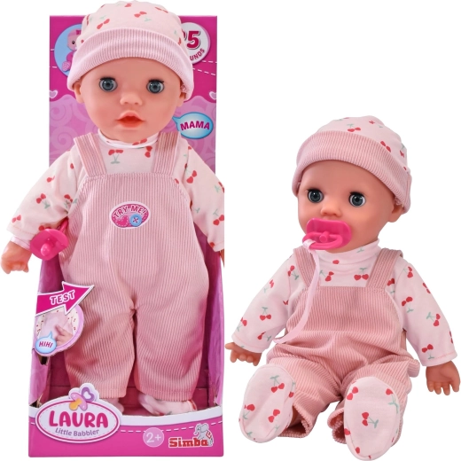 Interaktīva lelle Laura — mīlīgs čalojošs mazulis ar skaņām un knupīti, 30 cm