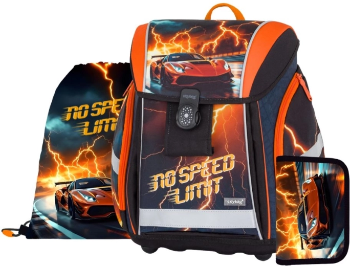 Skolas komplekts Oxybag Premium Light Auto – mugursoma, maisiņš un penālis