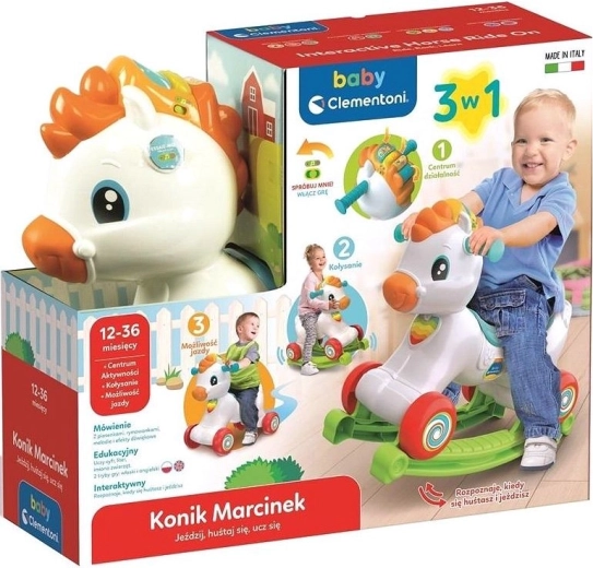 Interactive 3-in-1 Rocking and Ride-On Horse CLEMENTONI – CZ/EN