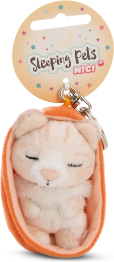 NICI keychain sleeping kitten in orange case 12 cm