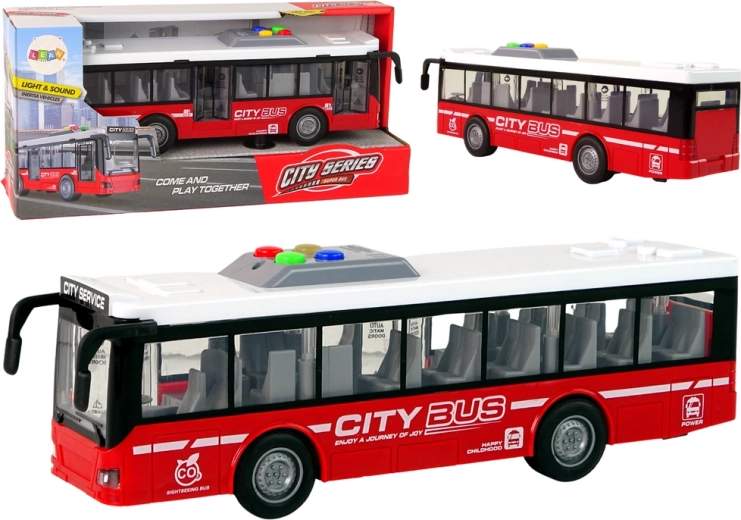 Autobuss ar baterijām, ar berzes piedziņu, gaismām un skaņām 1:16 – Sarkans