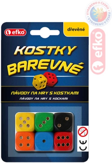 EFKO krāsaini koka spēļu kauliņi (6 gab.)