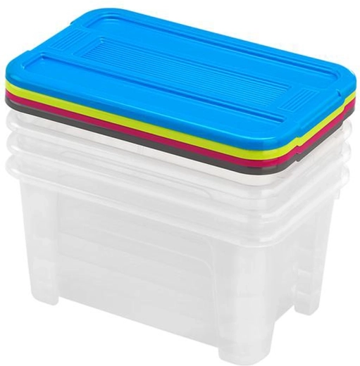 Storage boxes with lid 4.5 l – set of 4 pcs