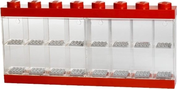 Kolekcionāru vitrīna 16 LEGO minifigūriņām – sarkana