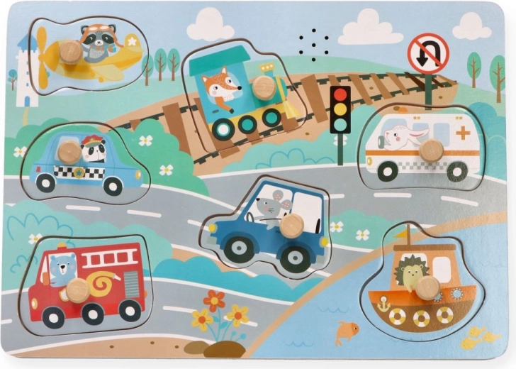 AdamToys wooden sound puzzle – Vehicles