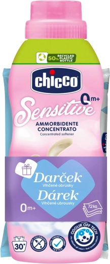 Chicco veļas mīkstinātājs Baby Sensitive Ziedu apskāviens 750 ml + mitrās salvetes 72 gab. bez maksas
