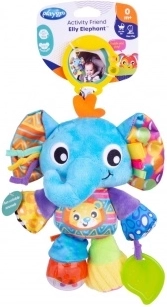 Playgro piekaramais zilonis Elly – sensorā plīša rotaļlieta ar košļājamo