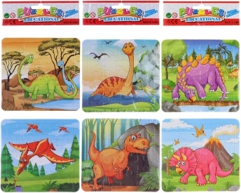 Puzle un krāsojamās lapas 2 vienā – dinozauri, 2×16 detaļas, 3 varianti